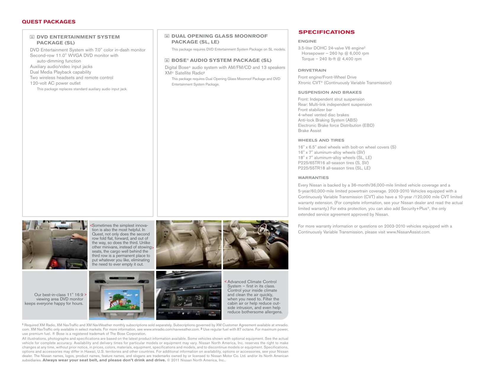 2011 Nissan Quest Brochure Page 1